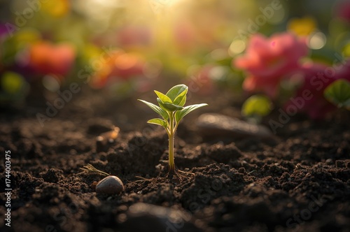 Tiny seedling sprouting in ...