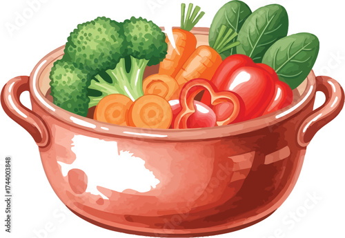 Delicious healthy vegetables in a pot ready for a vibrant meal
