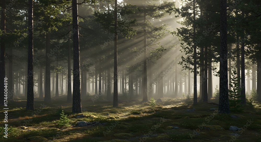 Obraz premium Forest sunlight rays
