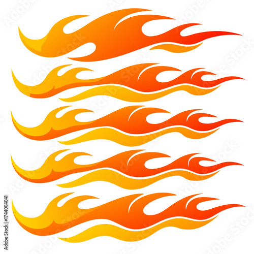 Classic retro hot rod flames set vector illustration scalable design elements
