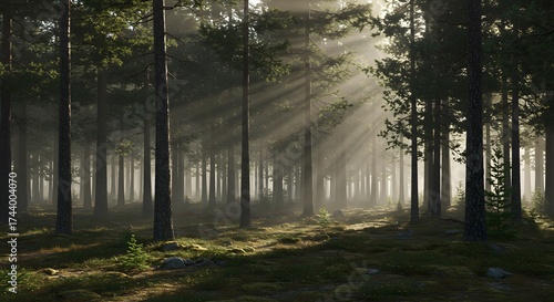 Forest sunlight rays