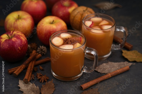 Warm spiced apple cider ser...