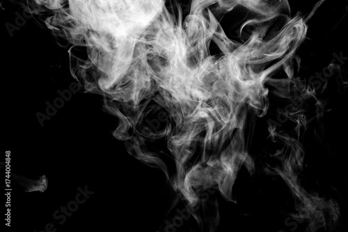 white smoke isolated on black background, abstract powder, water spray, Add smoke effect