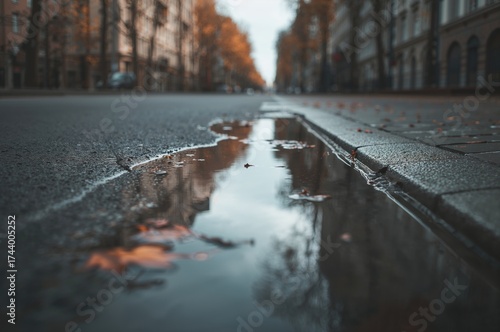 Empty sidewalk on a late au...