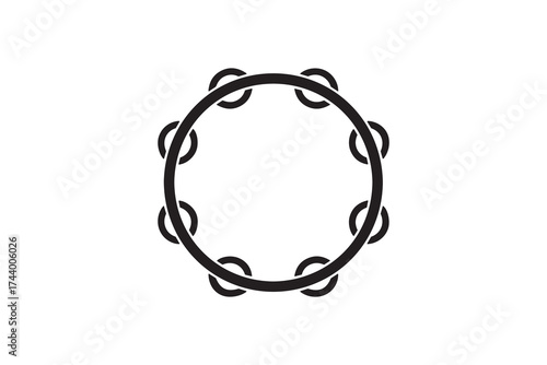 Tambourine Silhouette Icon Vector Design Musical Tambourine Black and White Silhouette