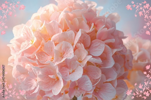 Delicate hydrangea in full ...