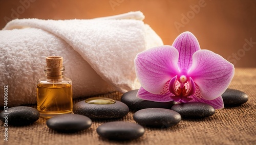 Relaxing spa setup with hea...