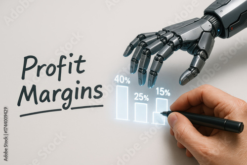 Profit margin growth finance and analysis inspire innovative technology progress and human-robot collaboration