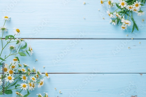 Blue wooden background with...