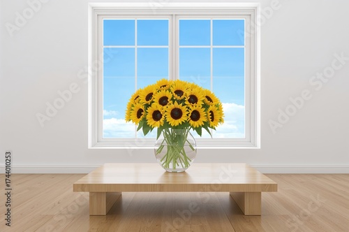 Bright yellow sunflowers ar...