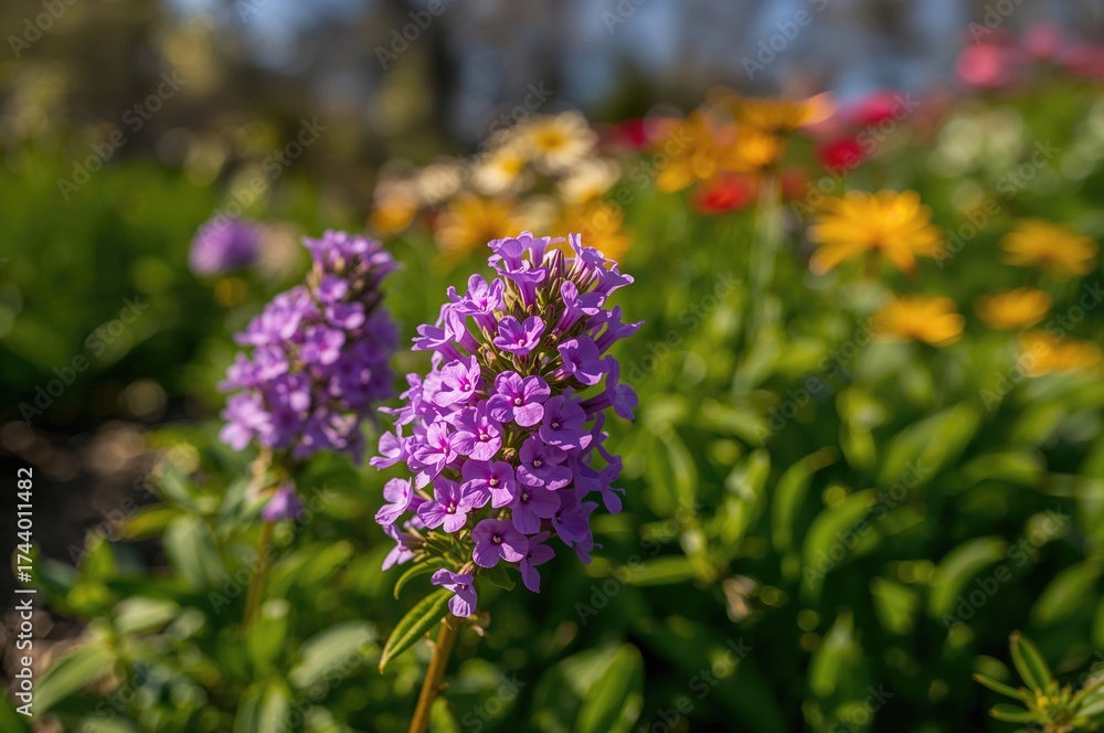Obraz premium Verbena flowers blossoming in a garden during spring