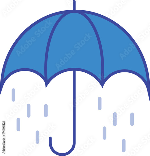 Blue umbrella with raindrops isolated on transparent background a simple vector illustration of an umbrella protecting from the rain, perfect for weather forecasts and rainy day themes