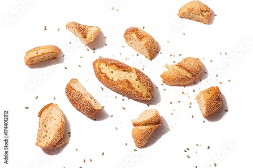 Freshly baked wheat baguett...