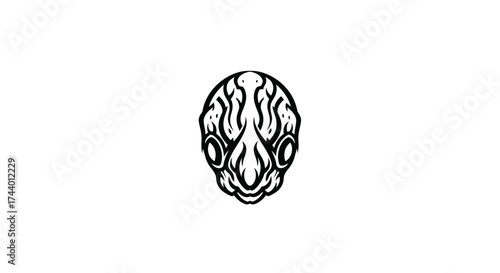Abstract skull tribal design black and white vector