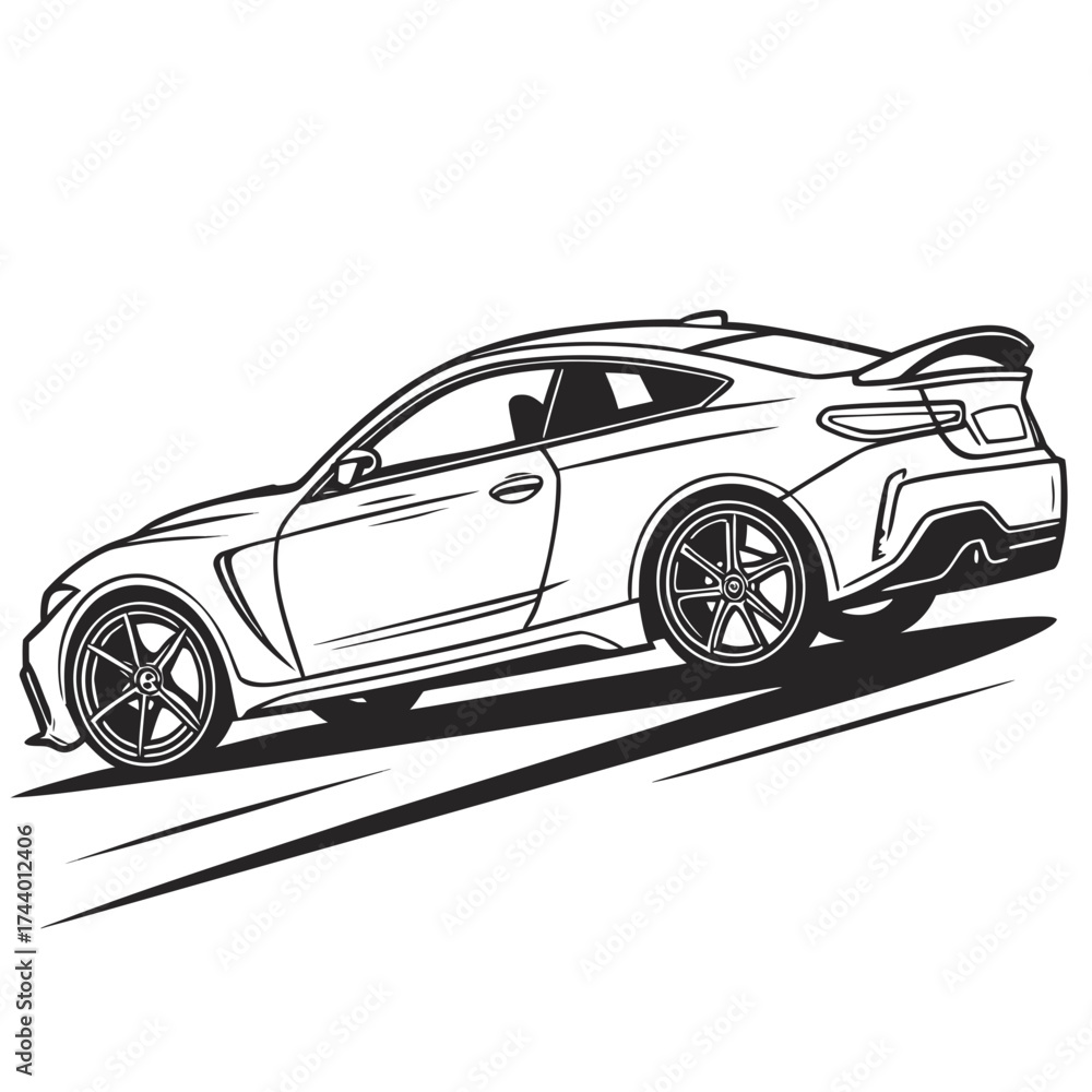 Fototapeta premium car illustration outline design 