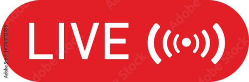 Red live stream sign isolated on transparent background a vibrant symbol indicating a live broadcast, perfect for online content creators and streaming platforms