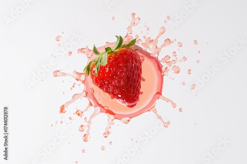 Strawberry hitting water on...