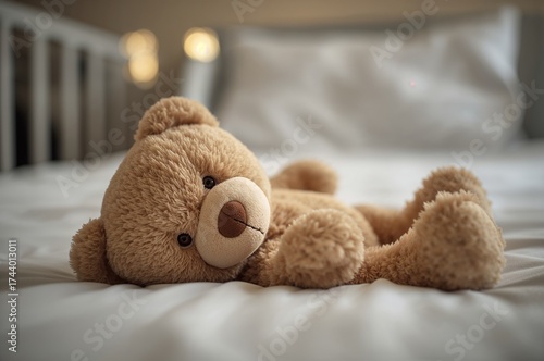 Stuffed bear resting on the...