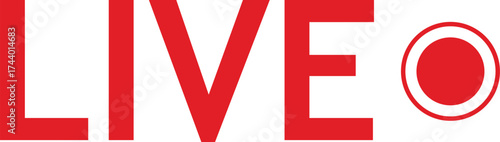 Red live icon isolated on transparent background, symbolizing realtime broadcasting, online video streaming, and digital communication in the age of social media and internet