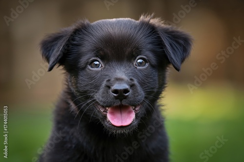 Tiny Black Puppy Photo Outd...