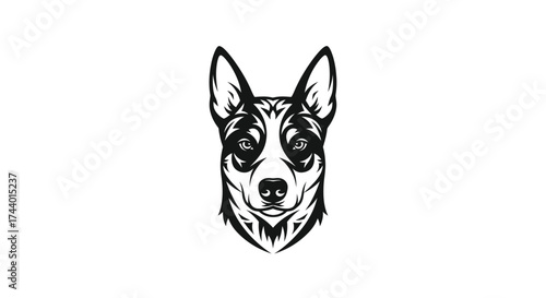 Australian Cattle Dog Head Silhouette Logo animal heeler