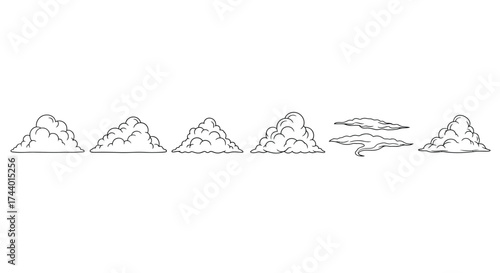 Hand drawn stylized landscapes of mountains peaks and hills in a row vector