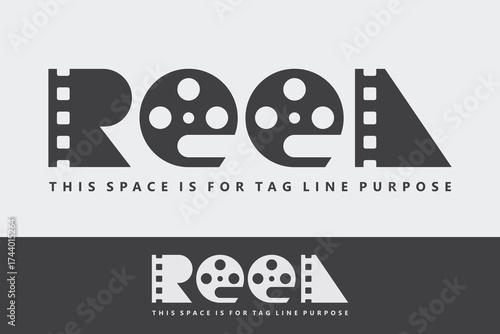 Reel Word Film Spool Word Mark Vector Text Logo Art