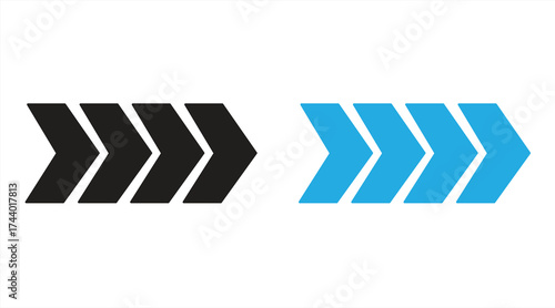 Arrow pattern icon set. Directional lines. Triangle arrow sign. Repeating warning lines. Vector illustration.