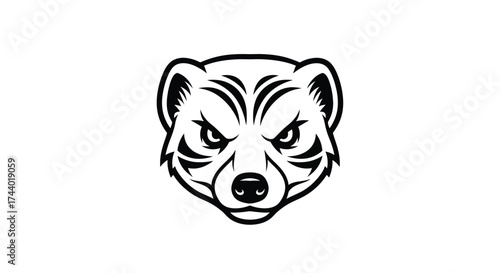 Black and white badger face logo on white background