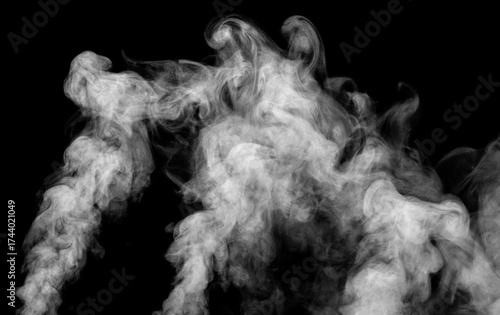 white smoke isolated on black background, abstract powder, water spray, Add smoke effect