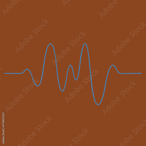 Close-up of a sound wave with smooth curves and peaks on a solid brown , illustrating audio or vibration patterns