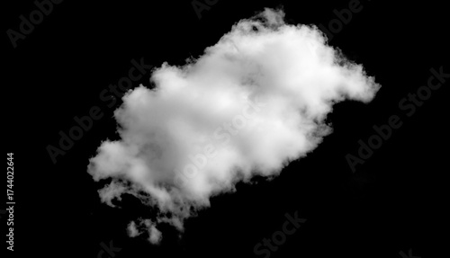 White cloud isolated on black background, Fluffy texture , Abstract smoke