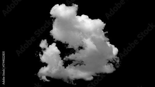 White cloud isolated on black background, Fluffy texture , Abstract smoke