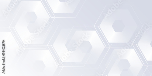 Simple white background with gradient color and artistic dynamic hexagon abstract modern simple art