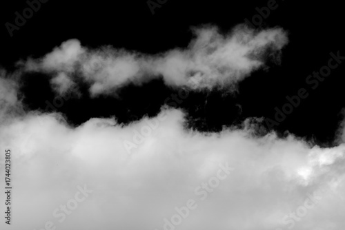 White cloud isolated on black background, Fluffy texture , Abstract smoke