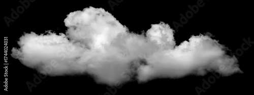 White cloud isolated on black background, Fluffy texture , Abstract smoke