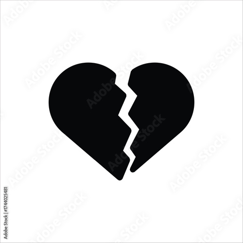 Broken heart icon. In love with crack Symbol. Vector illustration Isolated on white background.