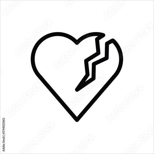 Broken heart icon. In love with crack Symbol. Vector illustration for web design. Isolated on white background.