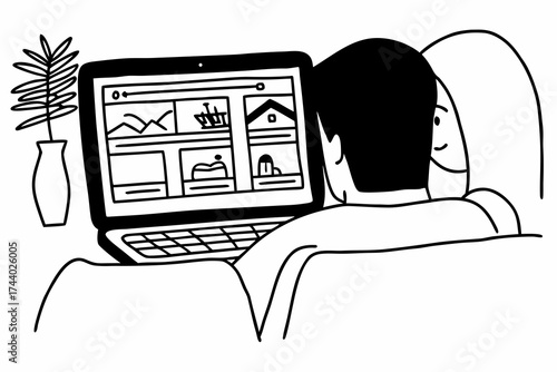 Couple in love relaxing on comfortable couch with laptop, enjoy online shopping through marketplace platform or websites, planning vacation, buying tickets, booking hotels, renting apartment remotely