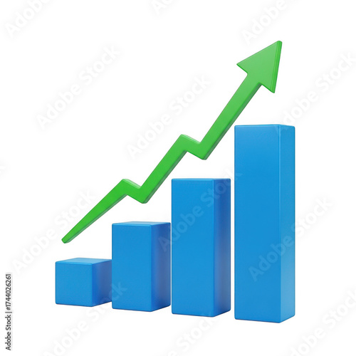 3d bar chart with green upward arrow shows financial growth and positive trend transparent background Free Download 3d bar chart with green upward arrow shows financial growth and positive trend transparent background - GFXLoad