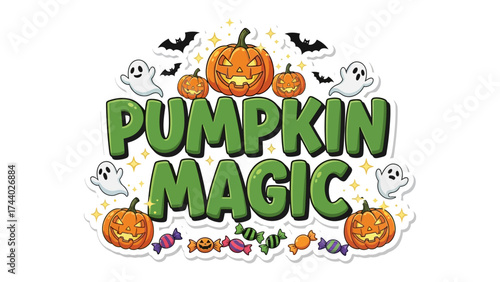 Pumpkin Magic: A vibrant collection of festive pumpkin and Halloween elements, showcasing the enchantment of the season, with the central phrase Pumpkin Magic.