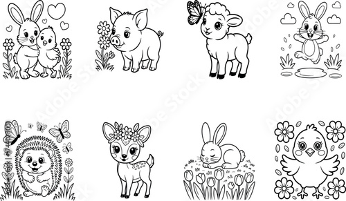 Springtime Baby Animals – Seasonal Cute Coloring Vectors