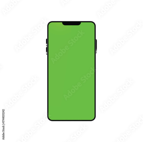 Smartphone mokeup with green screen.Perfect for UI design and digital technology concept.