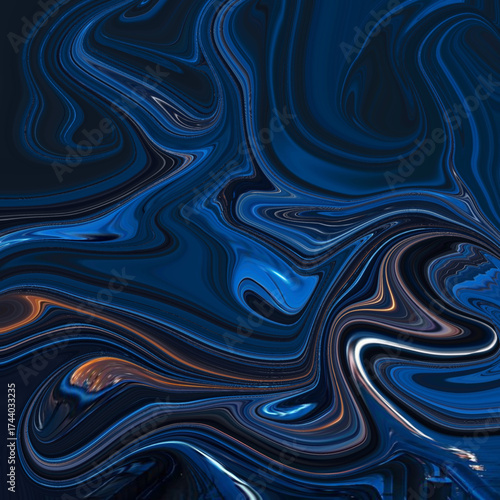 Abstract blue liquid swirl artwork with fluid waves and smooth light reflections. Perfect for modern design, texture backgrounds, and art projects. Keywords: abstract, fluid, swirl, modern, texture