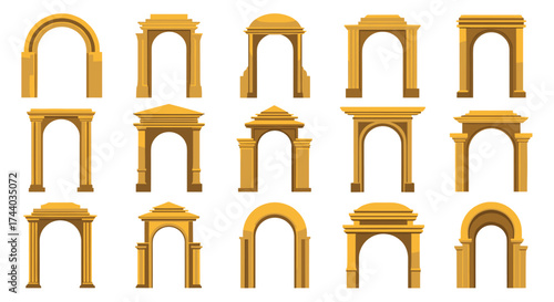 Collection of classical architectural archways in stone.