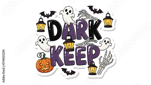 Spooky Season Composition: a chilling arrangement of iconic Halloween elements, evokes a sense of mystery, the darkness and the night.&#x20;
