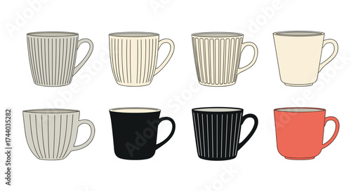 A collection of assorted mugs in various colors and patterns.