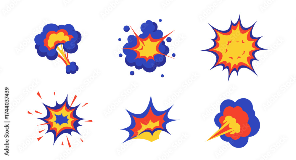 Obraz premium Vibrant comic style explosions in bold colors and dynamic shapes