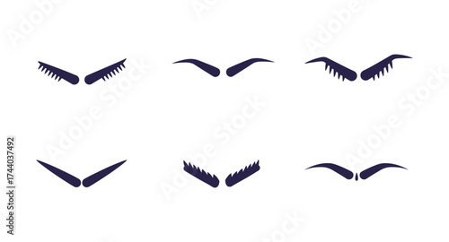 Collection of silhouette eyebrow shapes in minimalist design