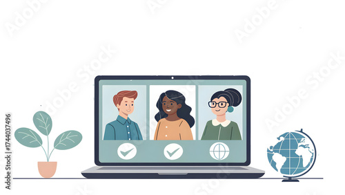Online Meeting Team Video Conference on Laptop